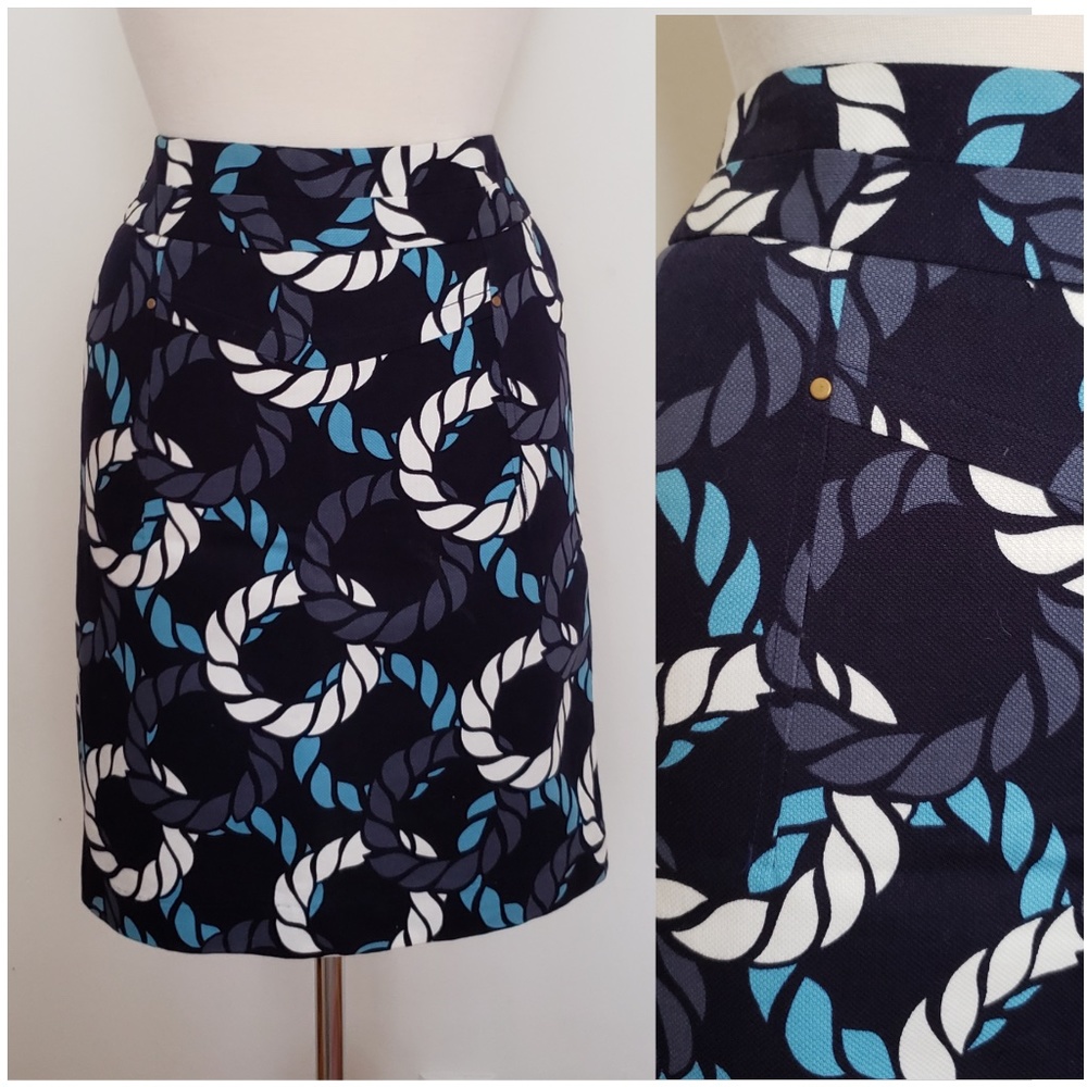 Anthropologie Blue Rope Print Skirt by Leifsdottir